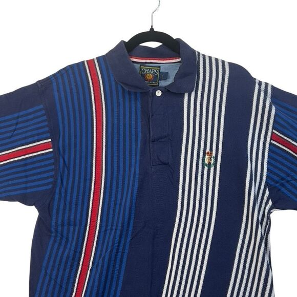 Vtg 1990s Chaps Ralph Lauren Multicolor Polo Shirt Size L - Picture 5 of 13